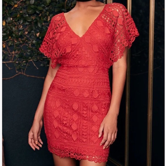Lulus first kiss red lace dress size XS - Picture 5 of 11